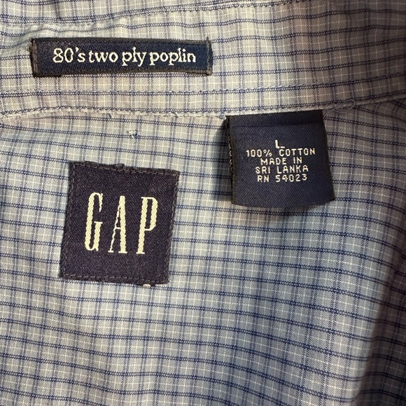 Gap men’s 2 ply poplin shirt size large 100%cotton 80’s button down collar - Picture 4 of 4